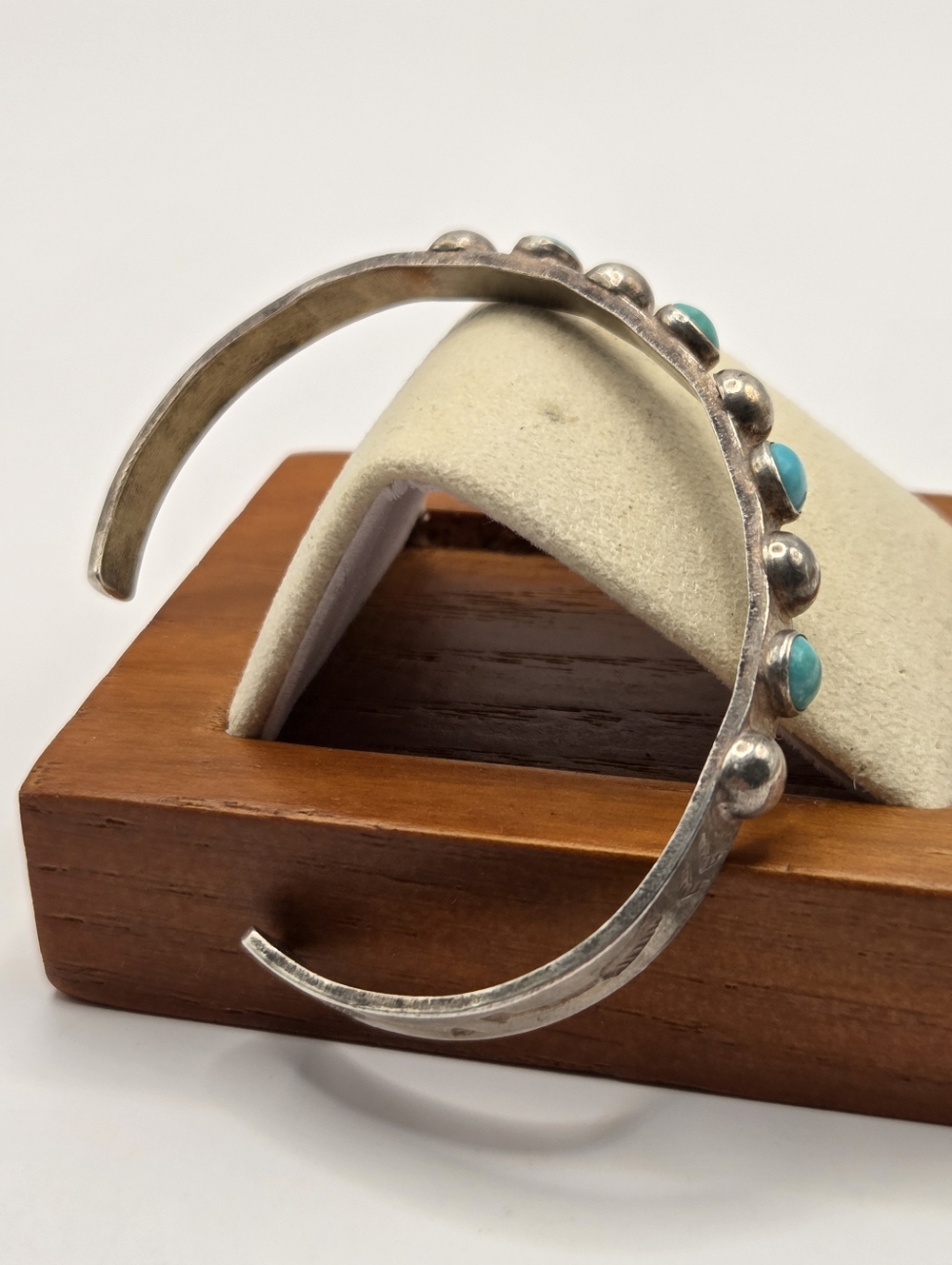 Vintage Zuni Snake Eye Turquoise Stacker Cuff Bracelet Sterling Silver - Picture 5 of 9